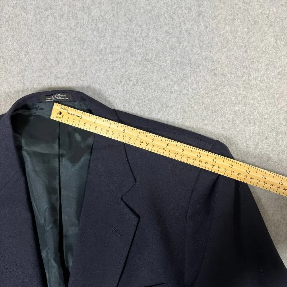 VTG David Taylor 46S Navy Blue Hopsack Gold Button Blazer Preppy Ivy Old Money